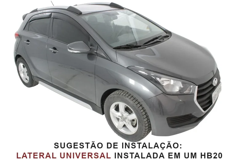 Spoiler Lateral Universal Sport-Road Aplicável de 1,65M A 2,05M (Preto c/ Prata-Aluminium) Instalado Em Um Hb20