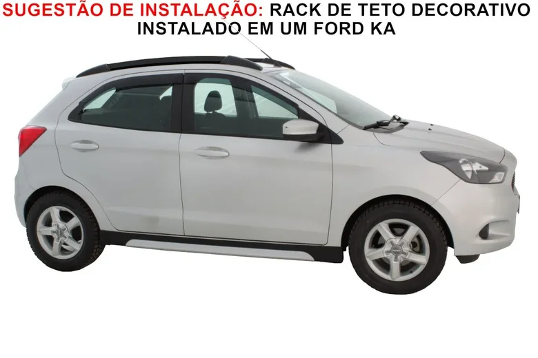 Rack de Teto Decorativo Universal Aplicável Até 1,54M (Preto) Instalado Em Um Ford Ka