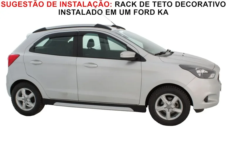 Rack de Teto Decorativo Universal Aplicável Até 1,54M ( Preto c/ Prata-Aluminium) Instalado Em Um Ford Ka