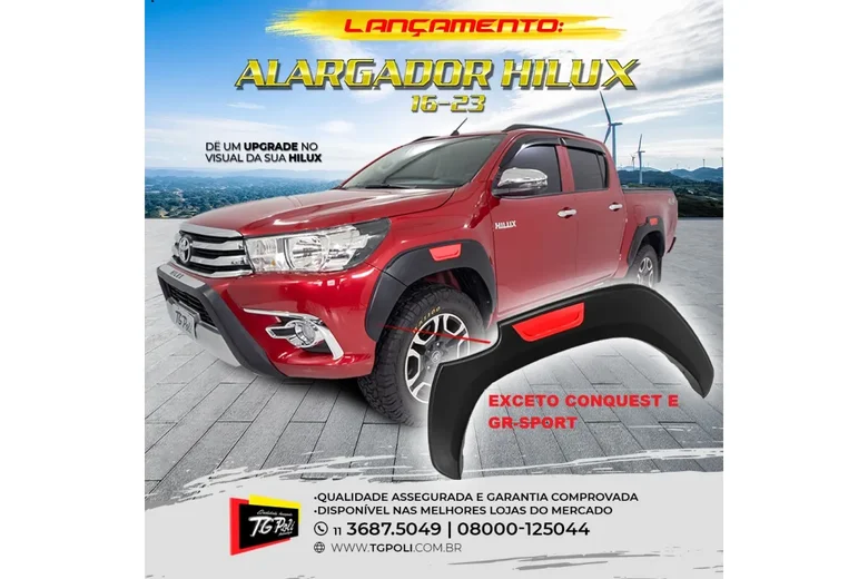 Alargadores [Pp] Toyota Hilux 16/23 Conjunto 6 Peças (Preto)   ...