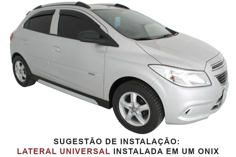 Spoiler Lateral Universal Sport-Road Aplicável de 1,65M A 2,05M (Preto c/ Prata-Aluminium) Instalado Em Um Onix