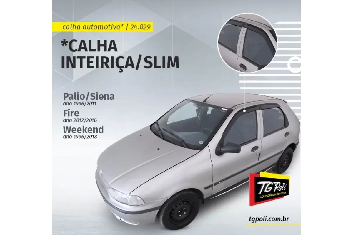 Calha Inteiriça/Slim Fiat Palio/Siena 96/11, Fire 12/17 E Weekend 96/20 4 Portas