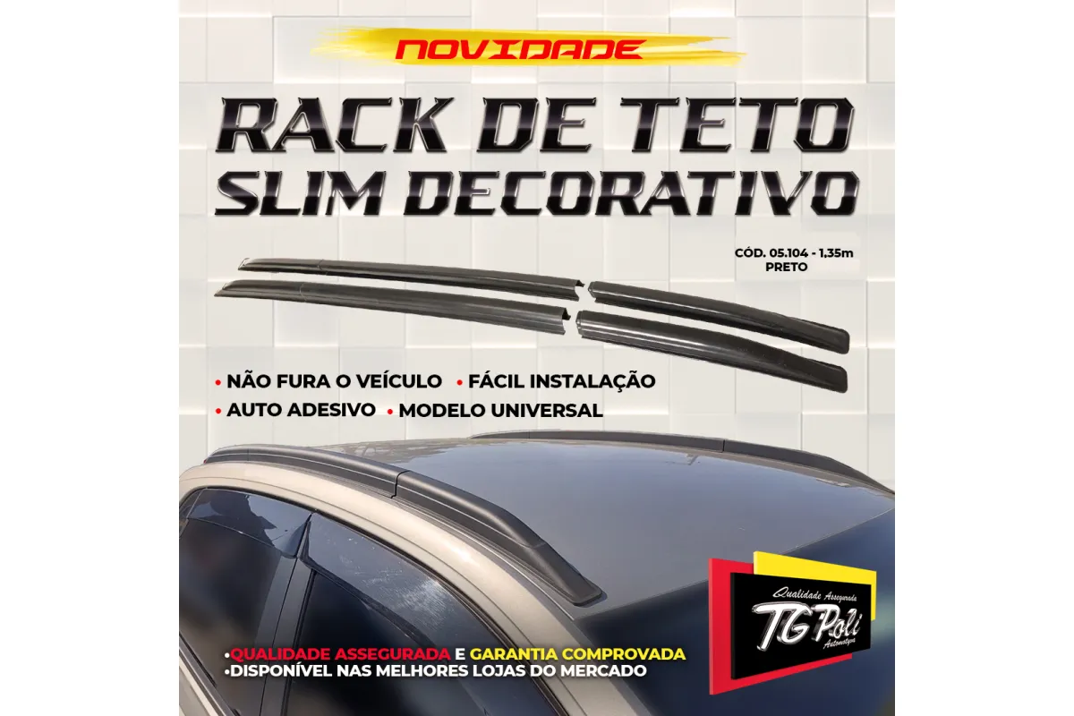 Rack de Teto Decorativo [Pp] Slim Universal Comprimento 1,35 M