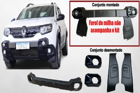 OVERBUMPER DUSTER 20/26 COM ALOJAMENTO P/ FAROL DE MILHA (PRETO