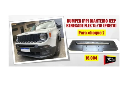 OVERBUMPER DIANTEIRO JEEP RENEGADE FLEX 15/18  (PRETO) PARA-CHOQUE 2